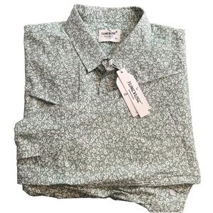 NWT tunevuse floral green men’s button down shirt